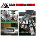 Large capacity recycled plastic extruder screw and barrel